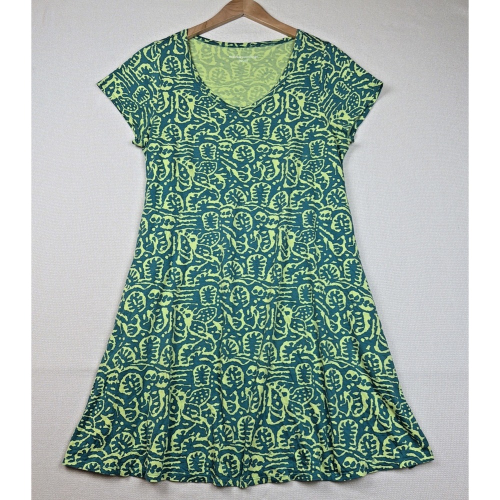 Soft Surroundings V-Neck Knee Length Knit Dress Size Petite Large Geo Pockets